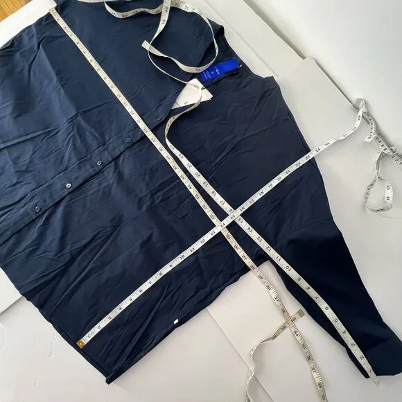 NWT Kit & Ace Stretch Shirting Navy V-Neck Button Down Blouse Oversized Size S - Picture 9 of 9